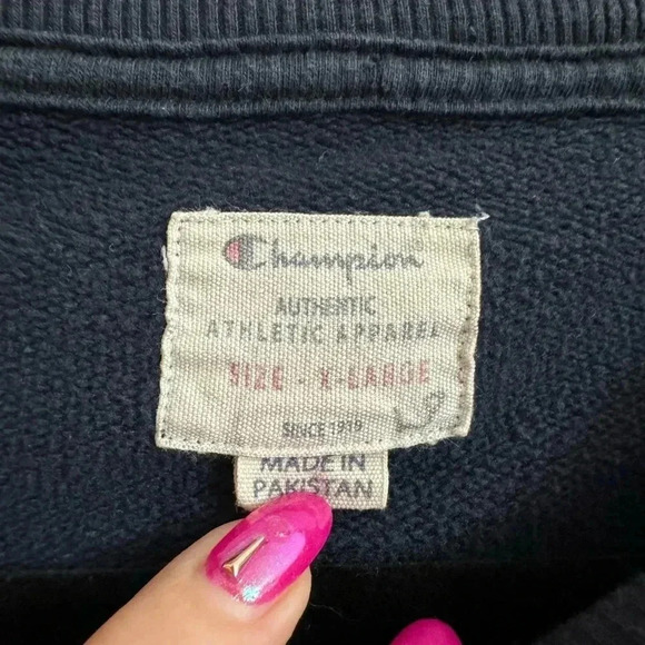 Vintage Champion Unisex Navy Sweatshirt Y2K Size XL Oversized Comfy Athlesuire - Picture 4 of 10